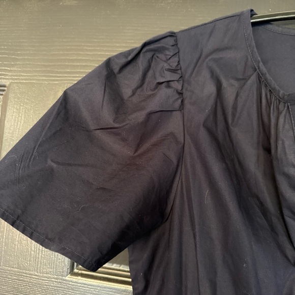 QUINCE • 100% Cotton Poplin Tiered Maxi Dress Navy size Small - Picture 5 of 10